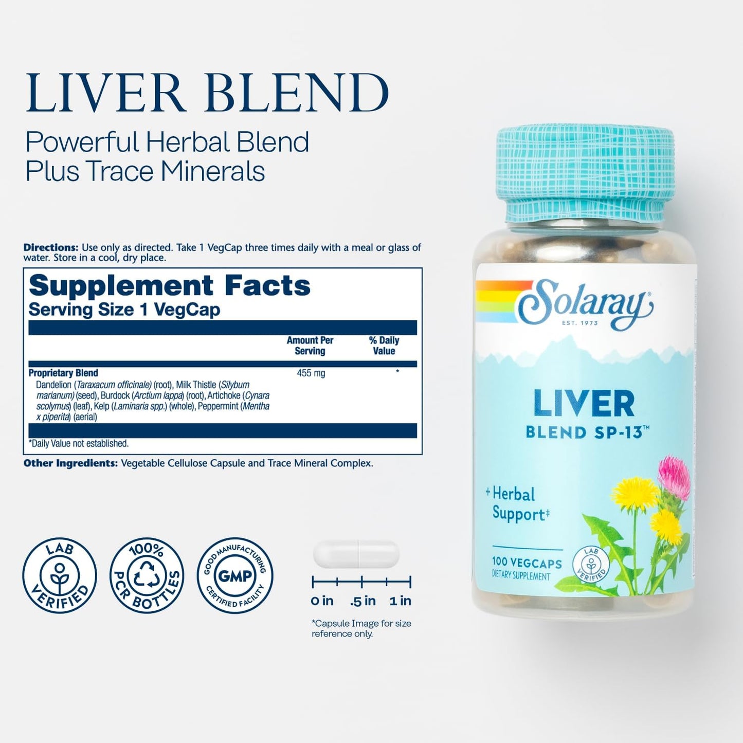 Solaray Liver Blend Traditional Liver Cleanse Detox & Repair Support 100 count