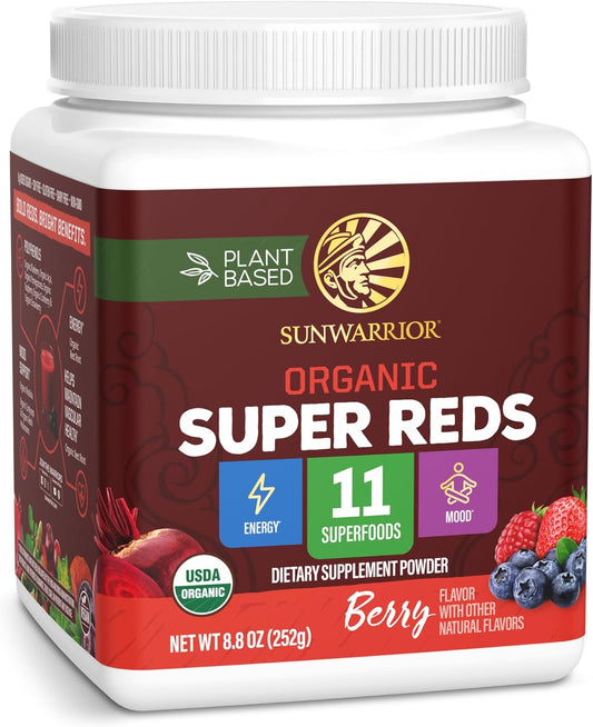 Sunwarrior Organic Super Reds Powder 11 Superfoods with Beet Root -8.8 oz
