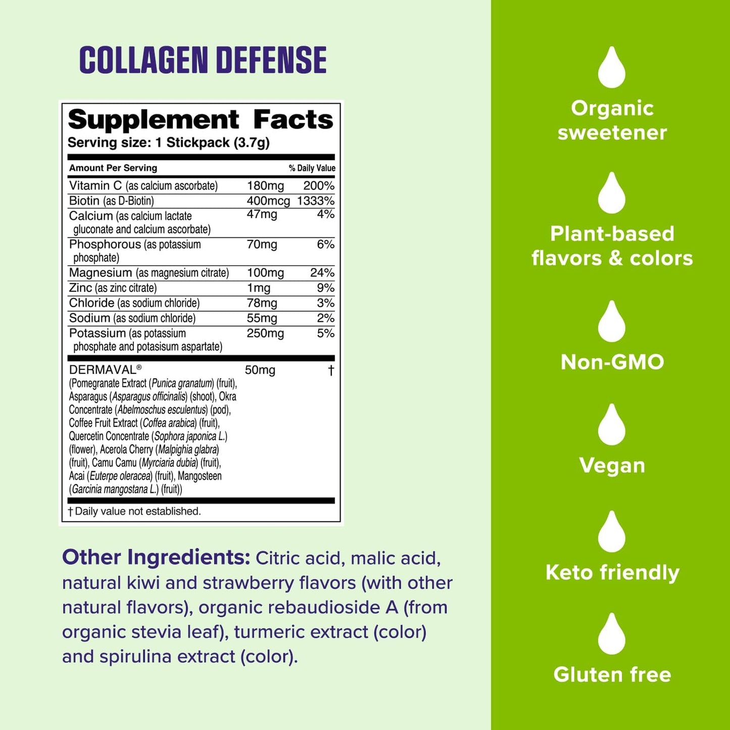 Ultima Replenisher Collagen Defense Supplement and Electrolytes Powder - Kiwi Strawberry, 13 Stickpacks