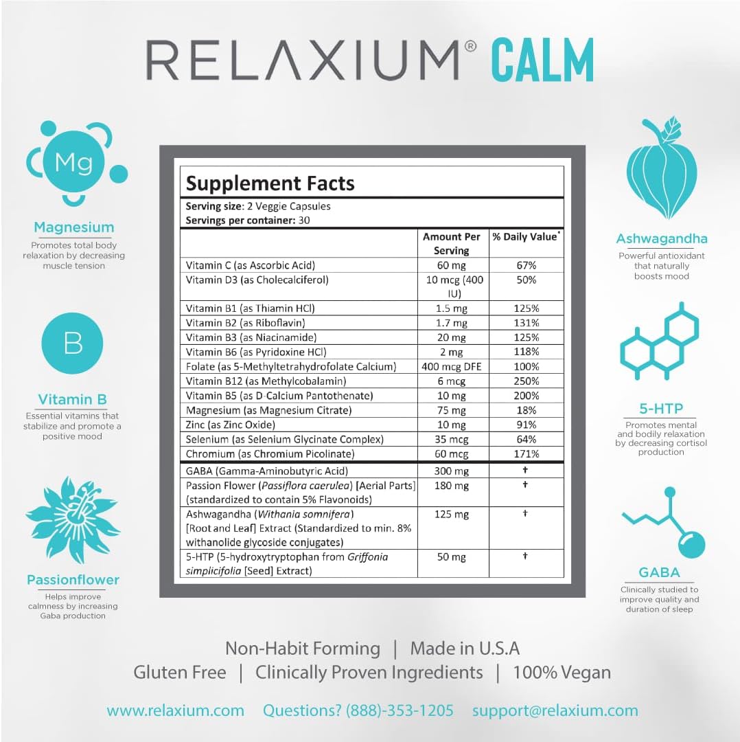 Relaxium Calm, Non-Habit Forming, Stress & Mood Support Supplement