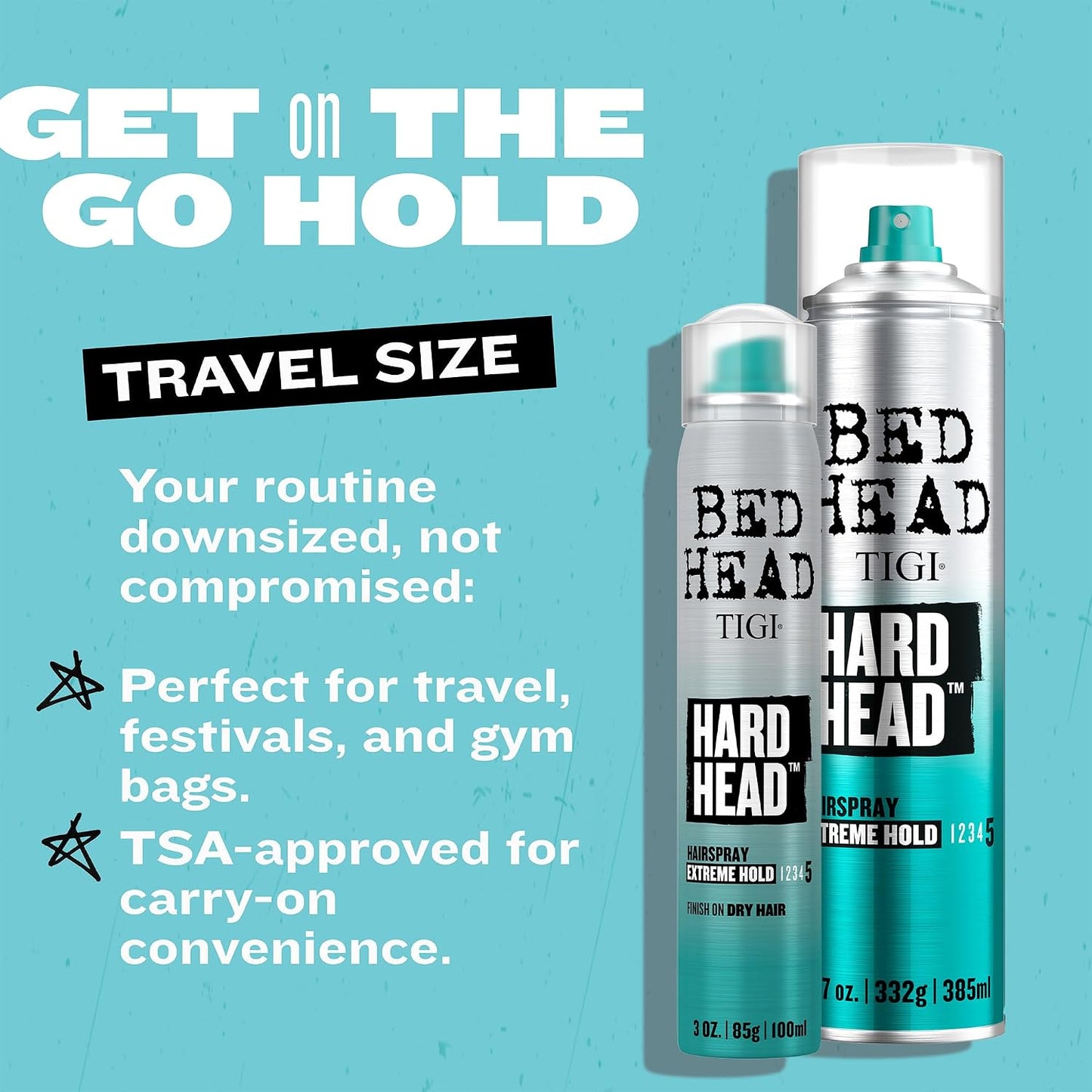 TIGI Bed Head Hard Head Hairspray, Travel-Size + Full-Size