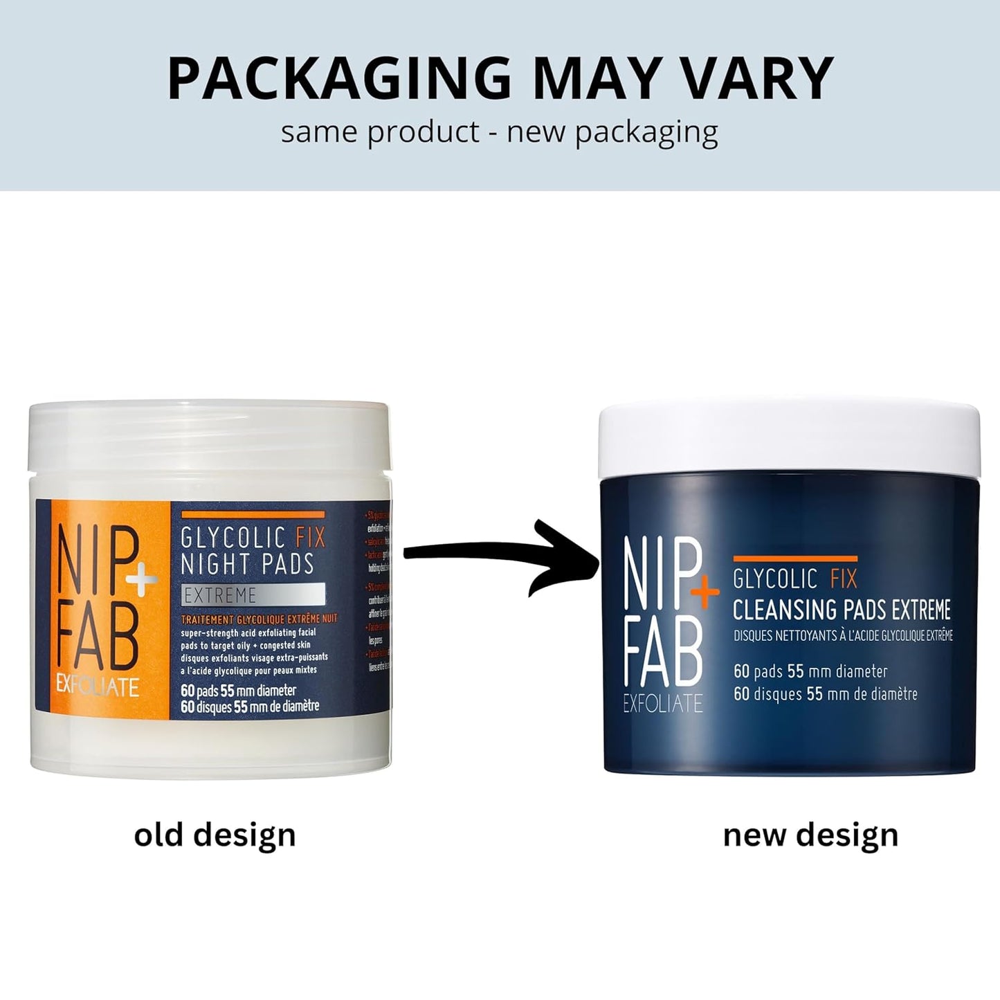 Nip + Fab Glycolic Acid Night Face Pads  - 60 Pads, 2.7 Ounce