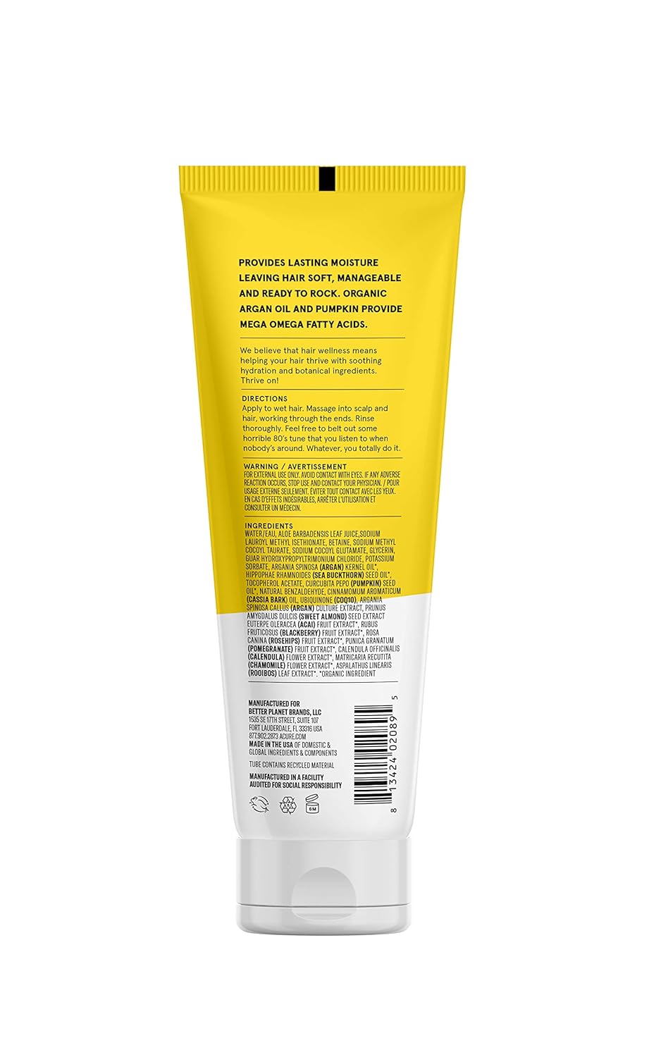 Acure Shampoo 100% Vegan, Ultra Hydrating 8 Fl Oz