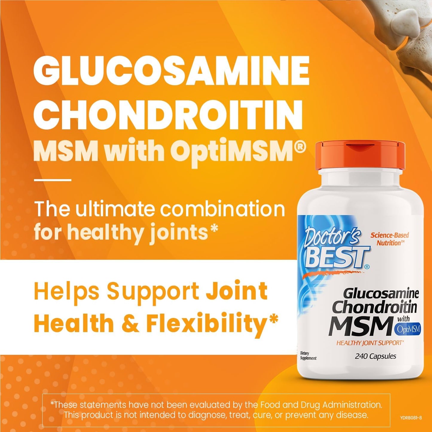 Doctor's Best Glucosamine Chondroitin Msm with OptiMSM Capsules, Supports Healthy Joint Structure,  240 Count