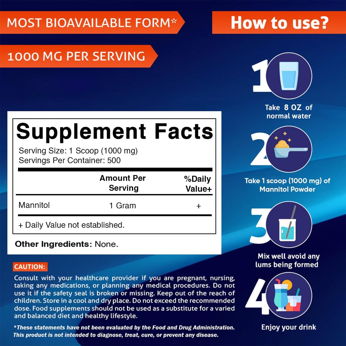Vitamatic Mannitol Powder  1000 mg -17.9 oz