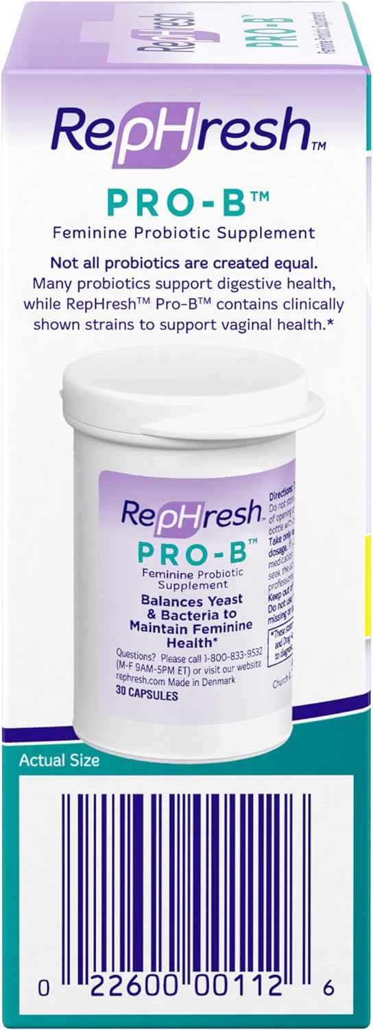 RepHresh Pro-B Probiotic Supplement for Women, 30 Oral Capsules