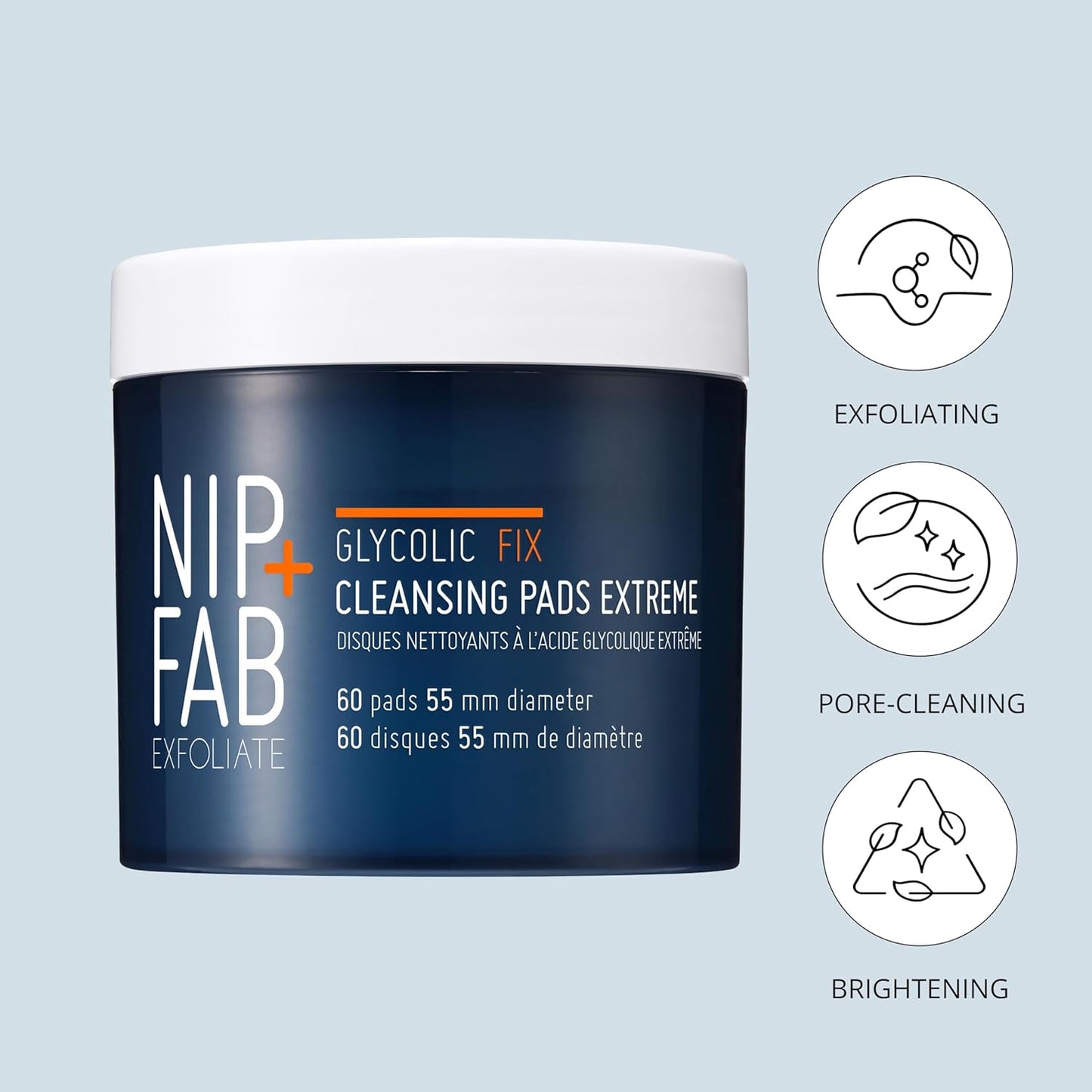 Nip + Fab Glycolic Acid Night Face Pads  - 60 Pads, 2.7 Ounce