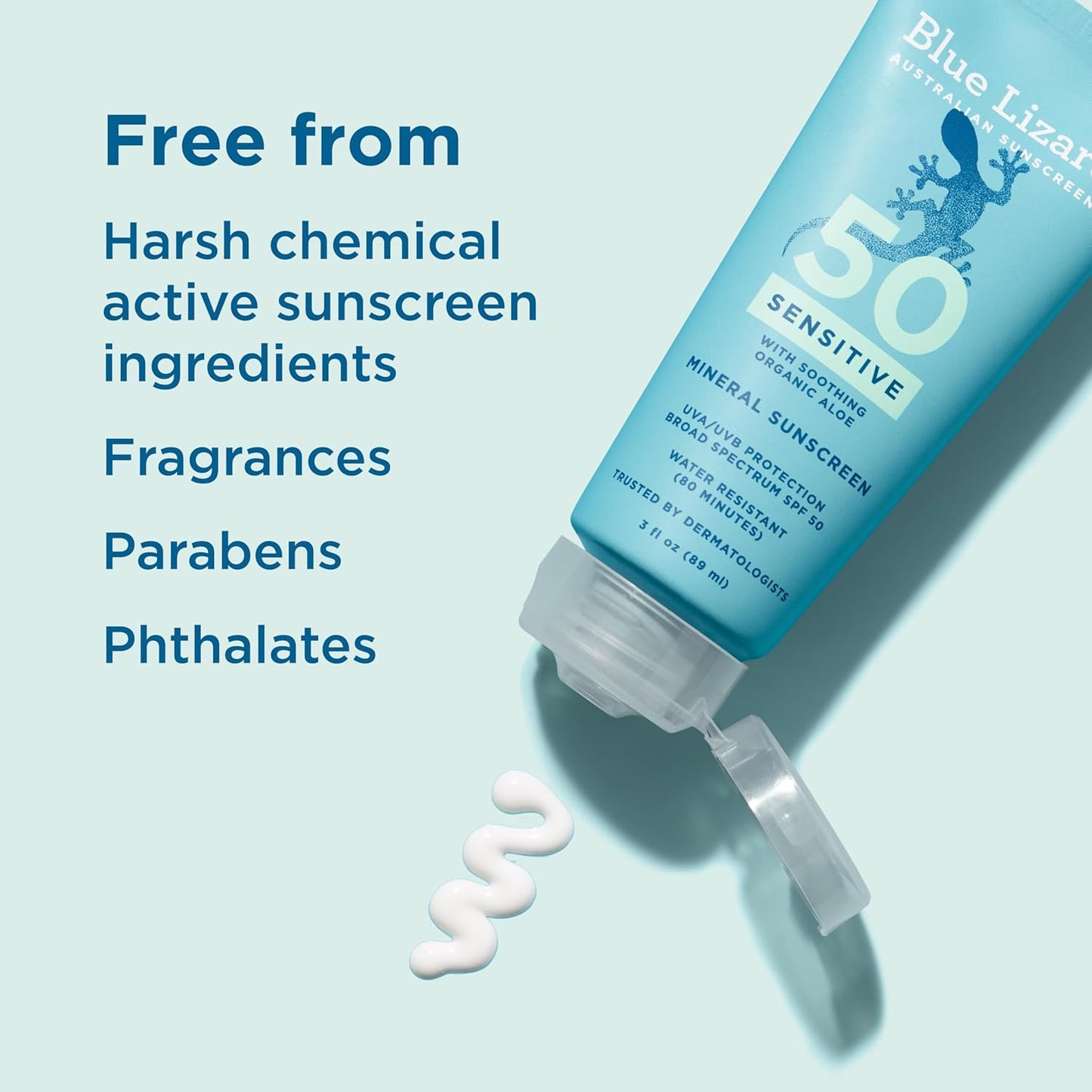 Blue Lizard SENSITIVE Mineral Sunscreen with Zinc Oxide, SPF 50+ - 3 oz.