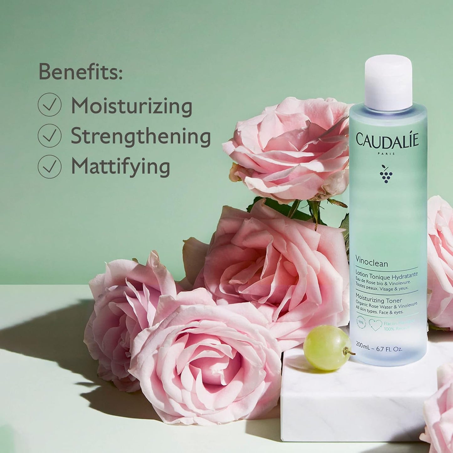Caudalie Vinoclean Moisturizing Toner with Rose Water -100ml