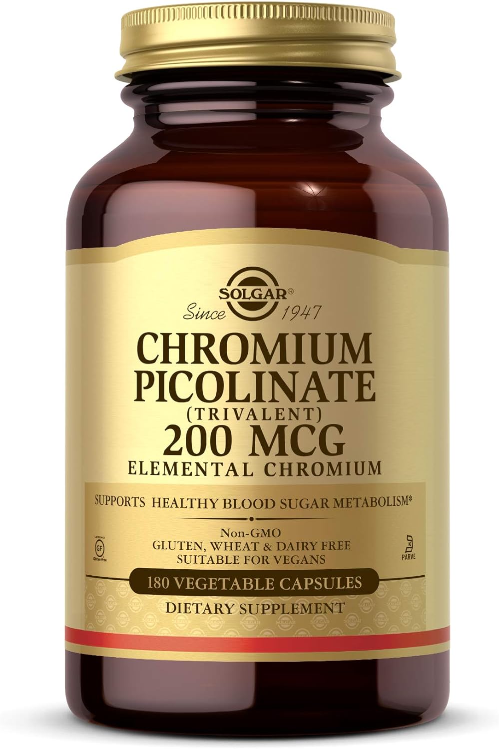 Solgar Chromium Picolinate 200 mcg, 180 Vegetable Capsules