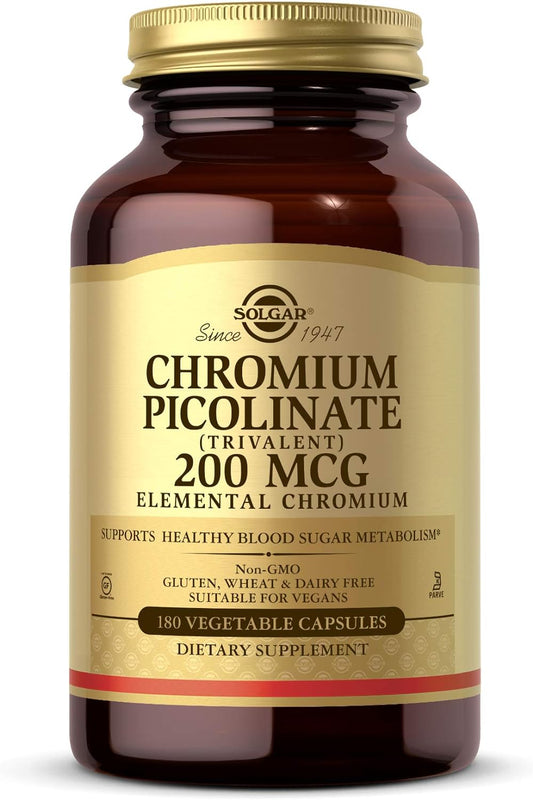 Solgar Chromium Picolinate 200 mcg, 180 Vegetable Capsules