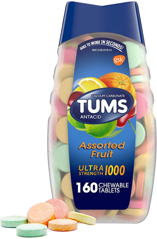 TUMS Ultra Strength Antacid Tablets for Chewable  Assorted Fruit - 160 Count