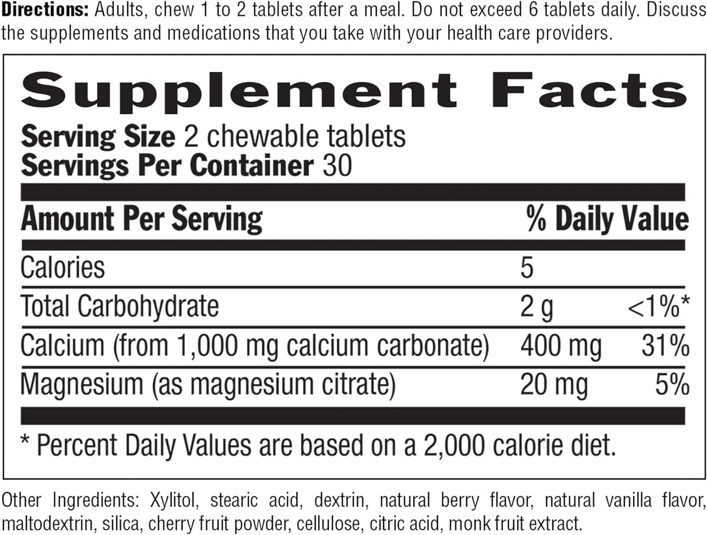 Country Life Acid Rescue Calcium Carbonate 60 Chewable Berry Flavor Tablets