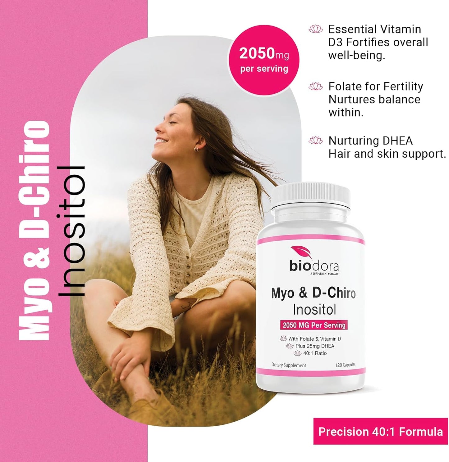 Biodora Myo& D-Chiro Inositol Supplement 120 Capsules