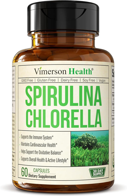 Organic Spirulina and Chlorella  60 Capsules