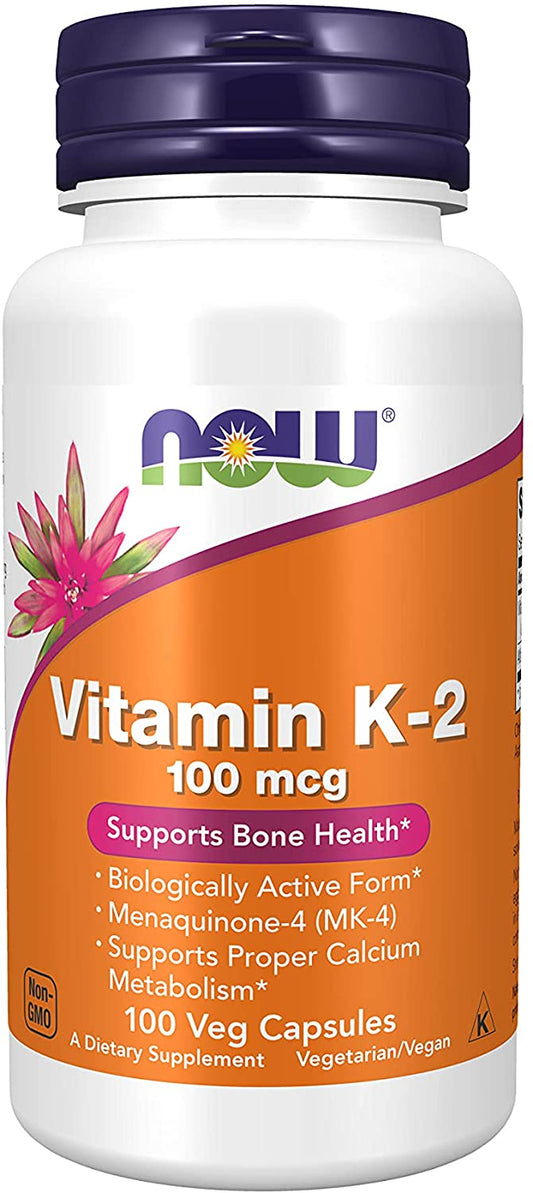 NOW Foods, Vitamin K-2, 100 mcg, 100 Veg Capsules