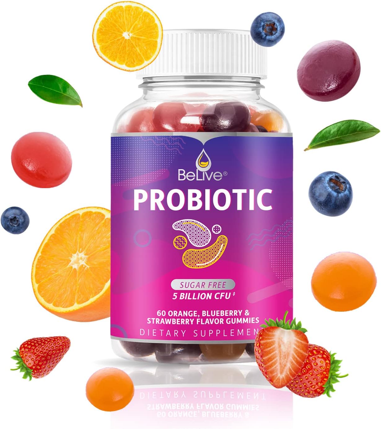 BeLive Probiotic Gummies - Probiotics with 5 Billion CFUs for Digestive Health