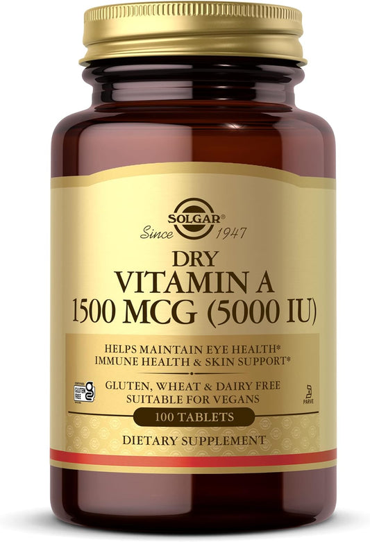 Solgar Dry Vitamin A 1500 mcg (5000 IU), 100 Tablets