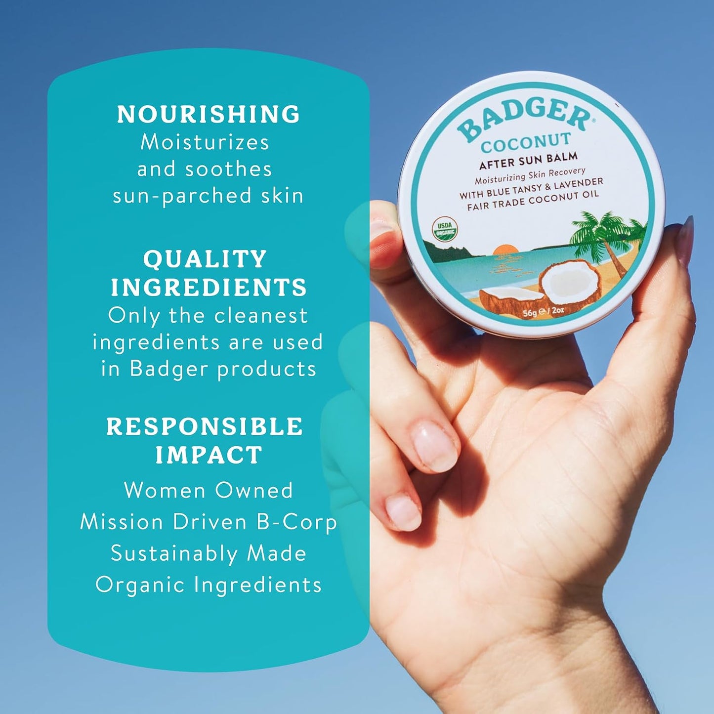 Badger Coconut AfterSun Balm, , 2 oz Tin