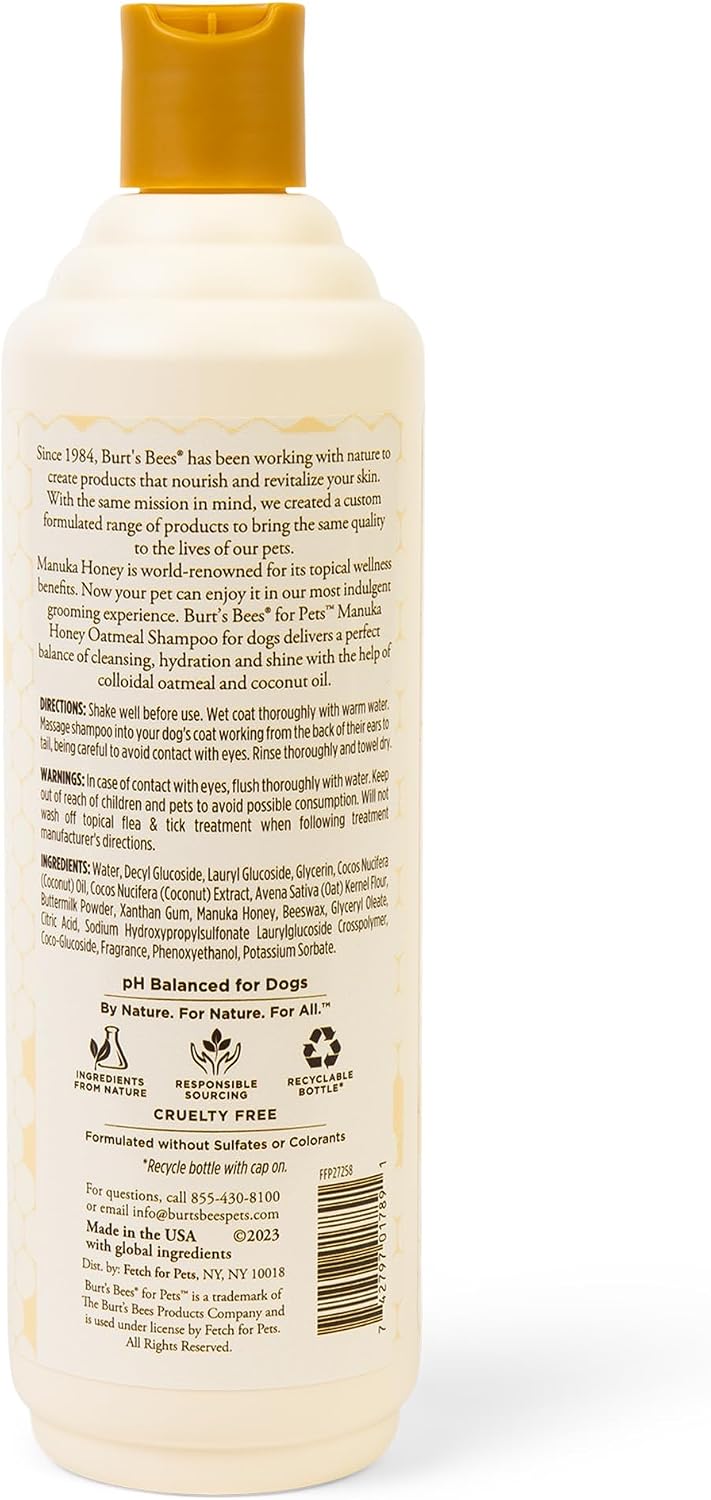 Burt's Bees for Pets Manuka Honey Oatmeal Shampoo for Dogs - 16 Fl Oz