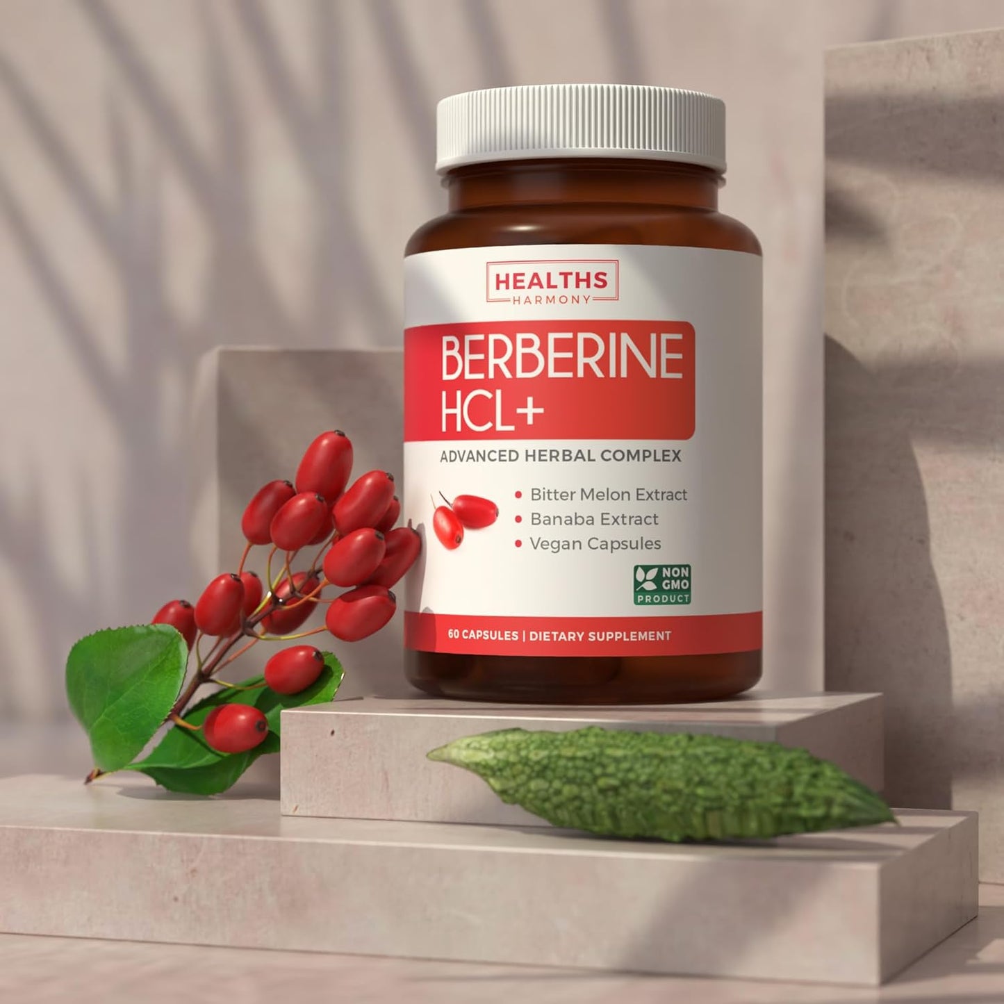Berberine Supplement Berberine HCL Plus Bitter Melon & Banaba Leaf Extract - 60 Capsules