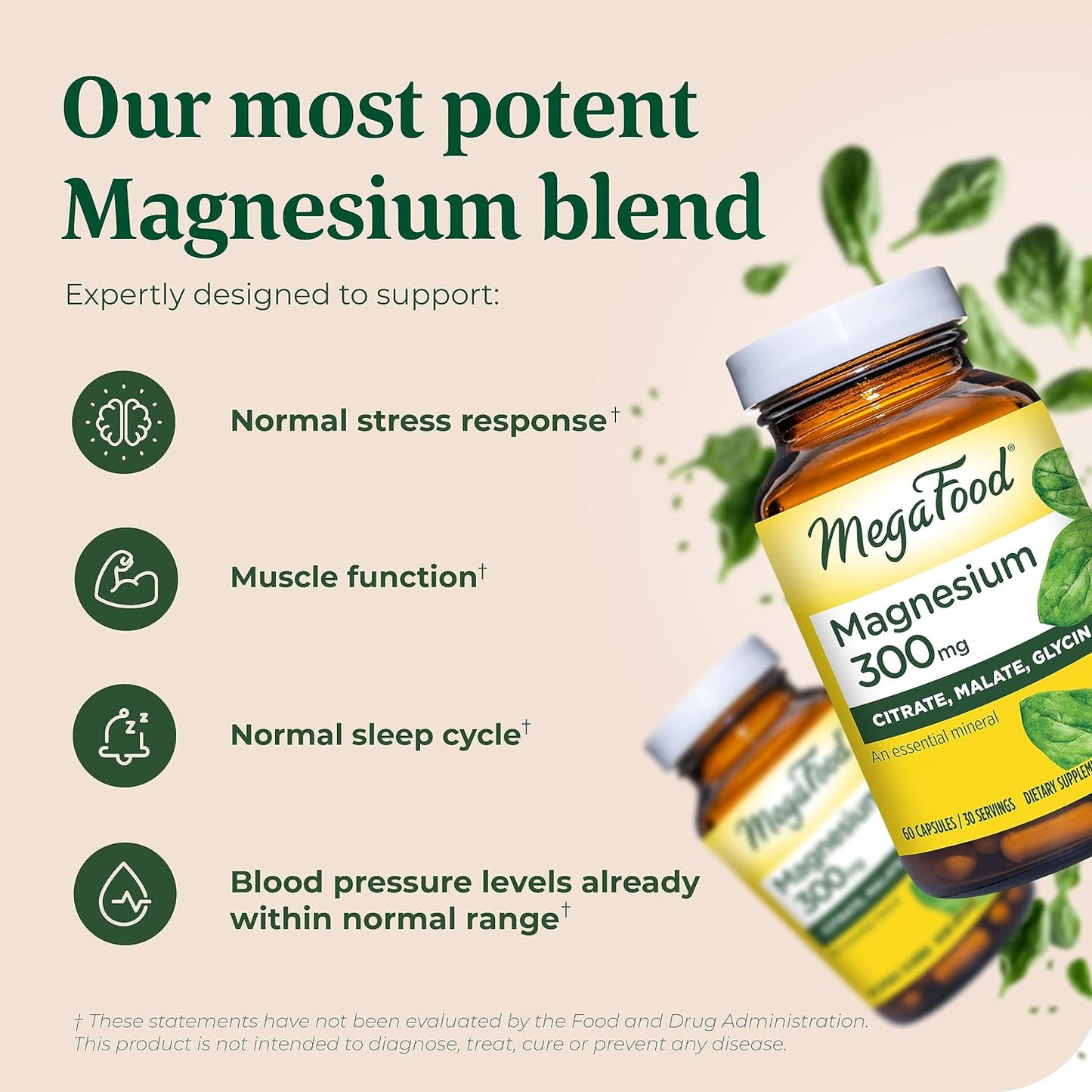 MegaFood Magnesium  - Highly absorbable Blend 60 capsules