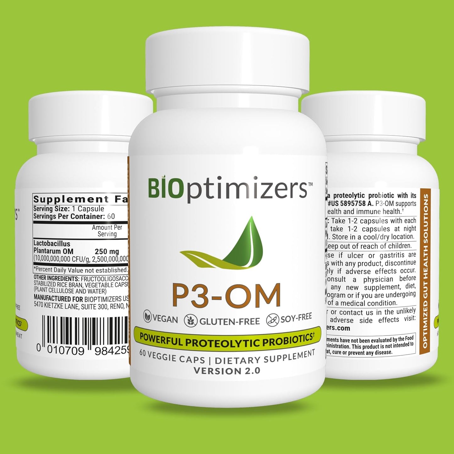 BiOptimizers P3-OM Proteolytic Prebiotics & Probiotics Supplement –60 capsules