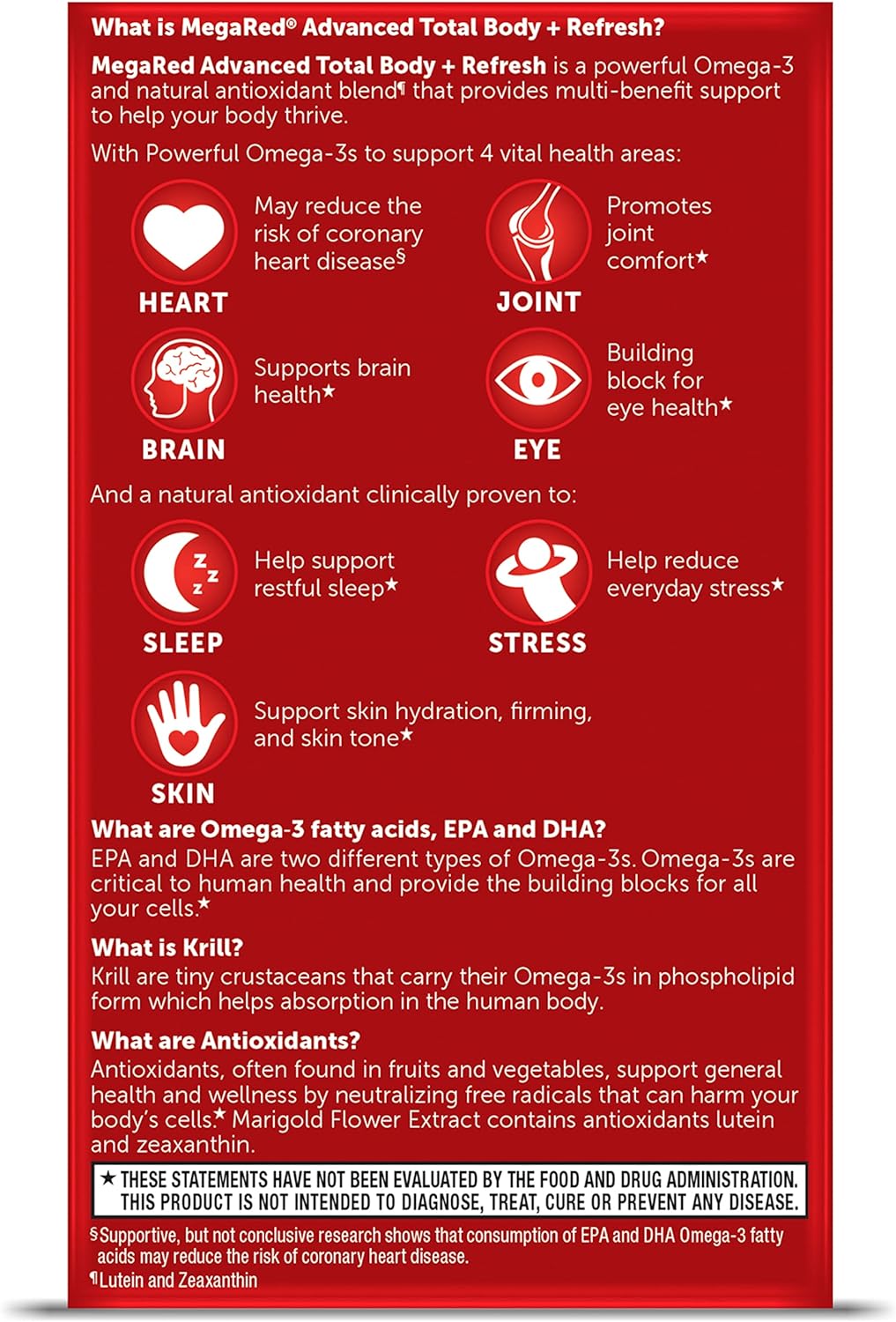 Megared Omega-3 Blend Total Body + Refresh 500mg Softgels, (65 Count in a Bottle)