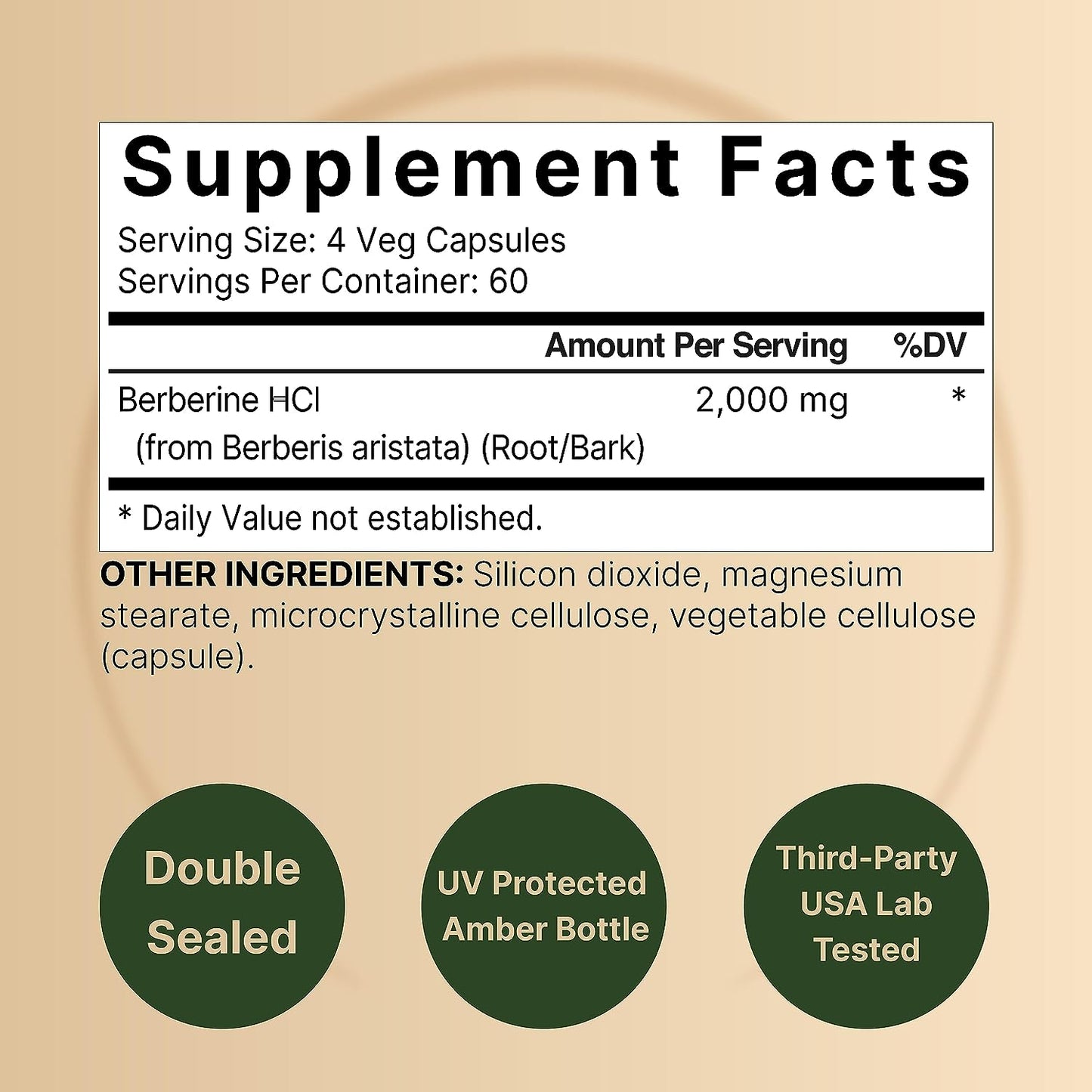 Berberine Supplement 500mg Per Capsule  240 Veggie Capsules