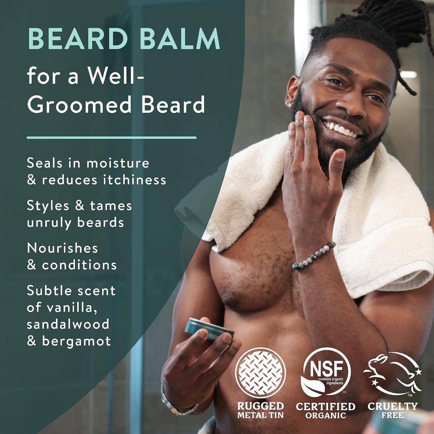 Badger Organic Beard Balm - Facial Hair & Mustache, 2 oz