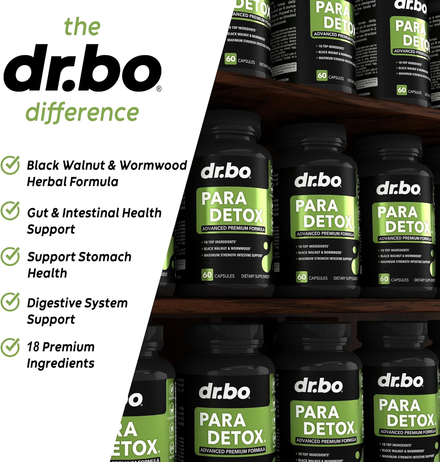 DR. BO Gut Health Herbal Support - 18 Ingredients Cranberry - 60 Capsules