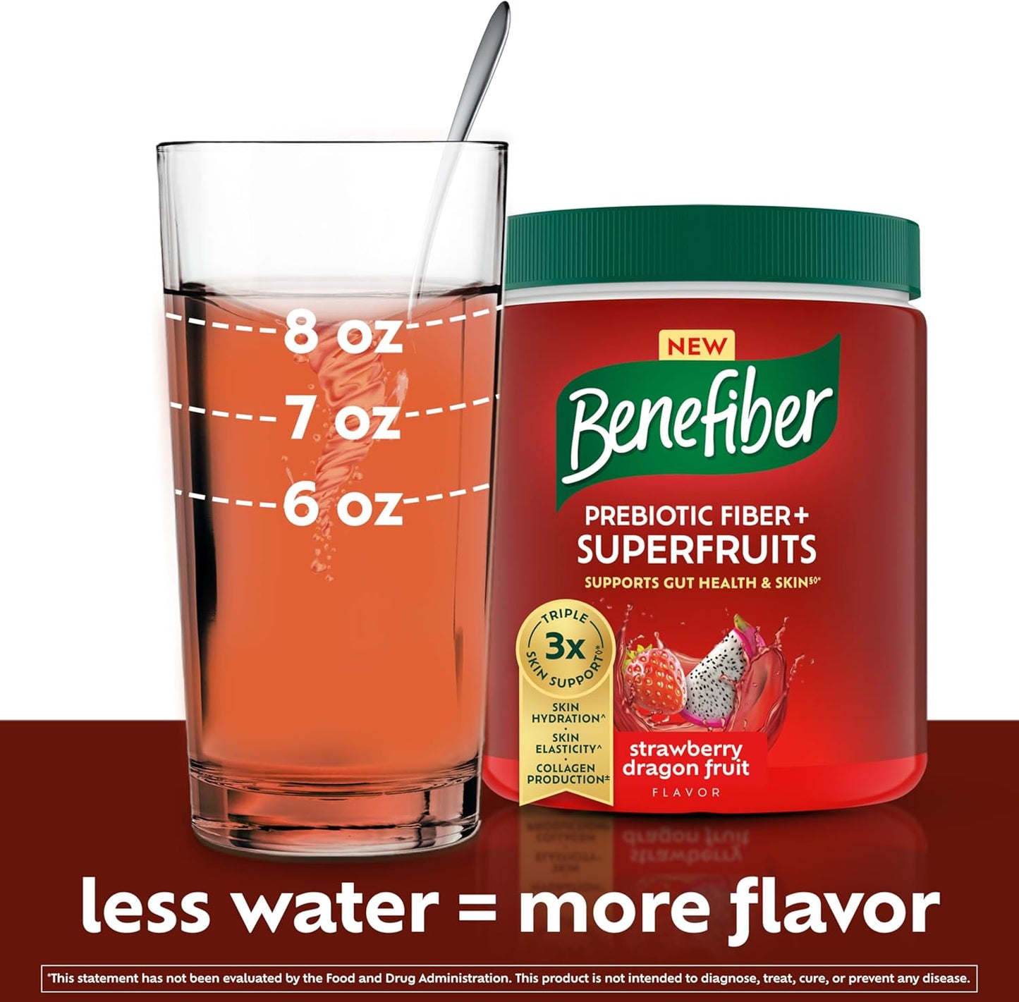 Benefiber Prebiotic Fiber + Superfruits  Strawberry Dragon Fruit Flavor - 8.8 oz