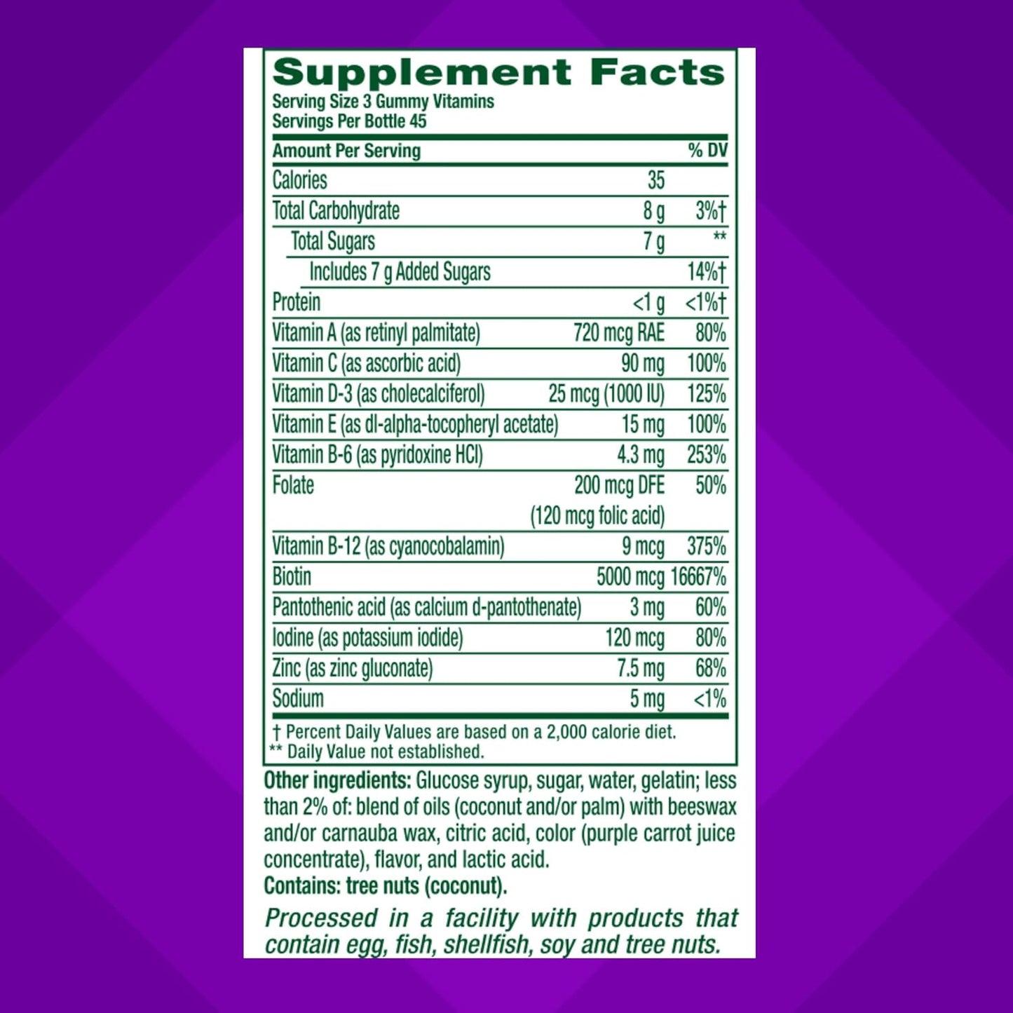 Vitafusion Gorgeous Hair, Skin & Nails Multivitamin Gummy Raspberry Flavor, 135ct