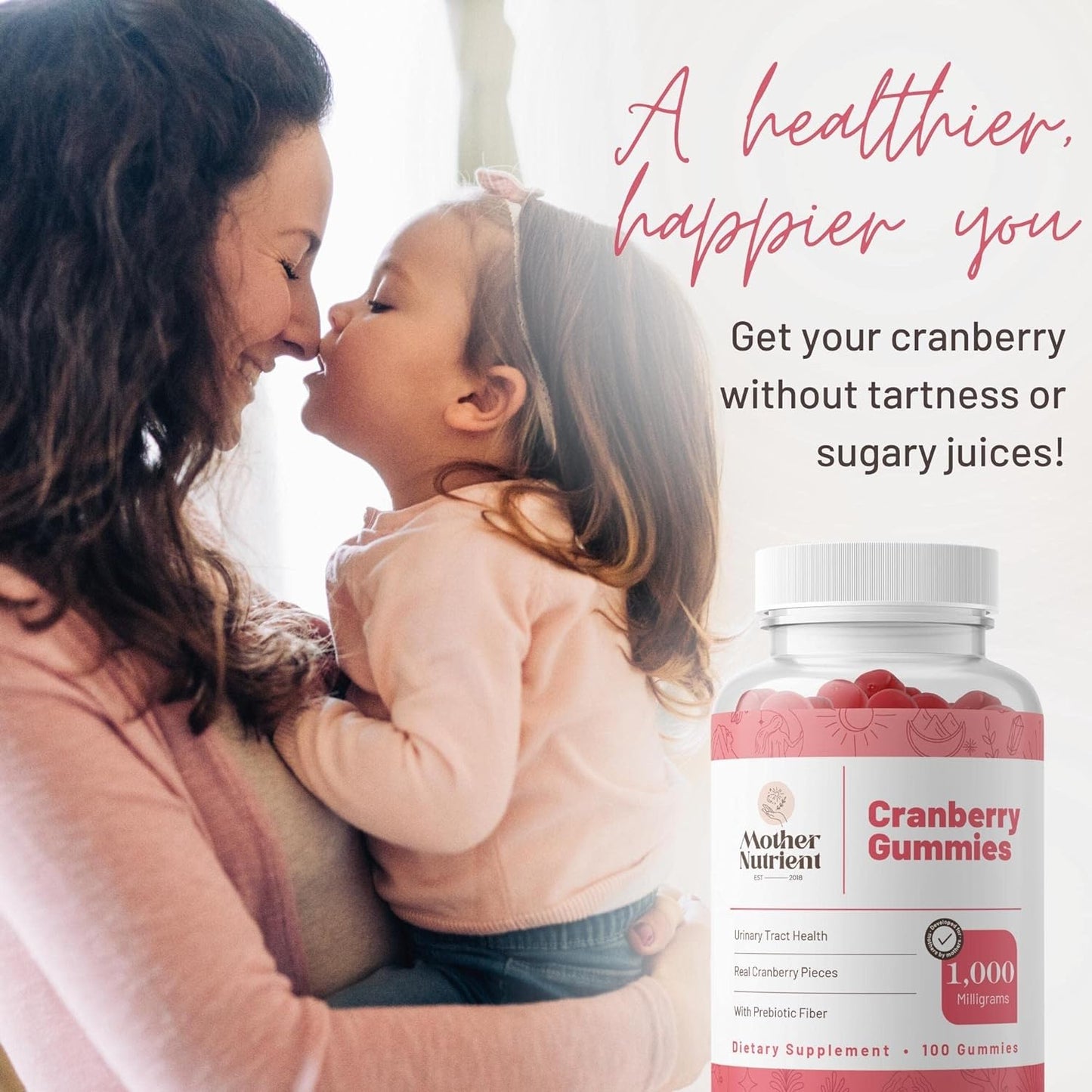 Cranberry Gummies for Women and Kids 1,000mg of Pure Cranberry -100 gummies