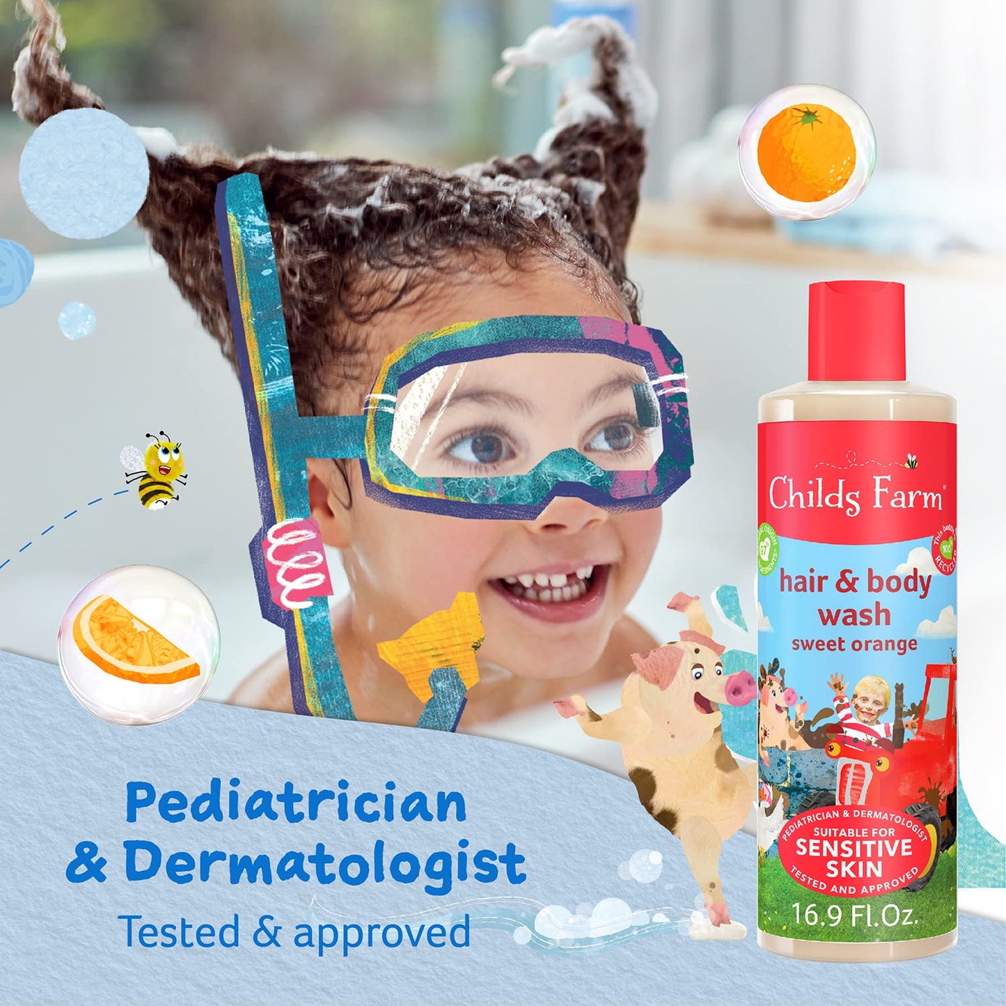 Childs Farm, Kids Hair & Body Wash for Dry  Organic Sweet Orange - 16.9 fl oz