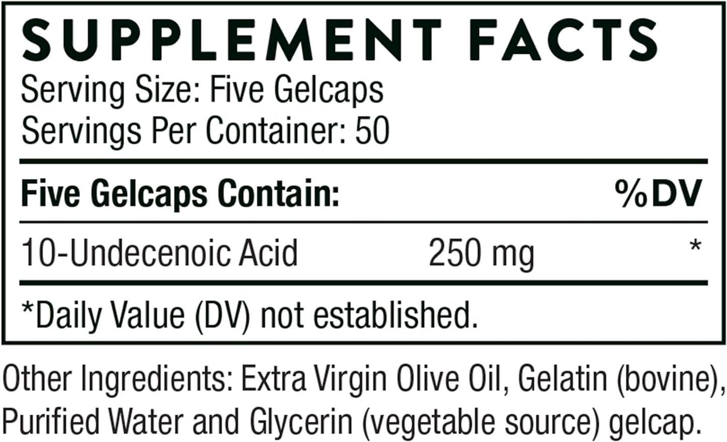 Thorne Undecylenic Acid Fatty Acid Support for a Healthy  250 Gelcaps