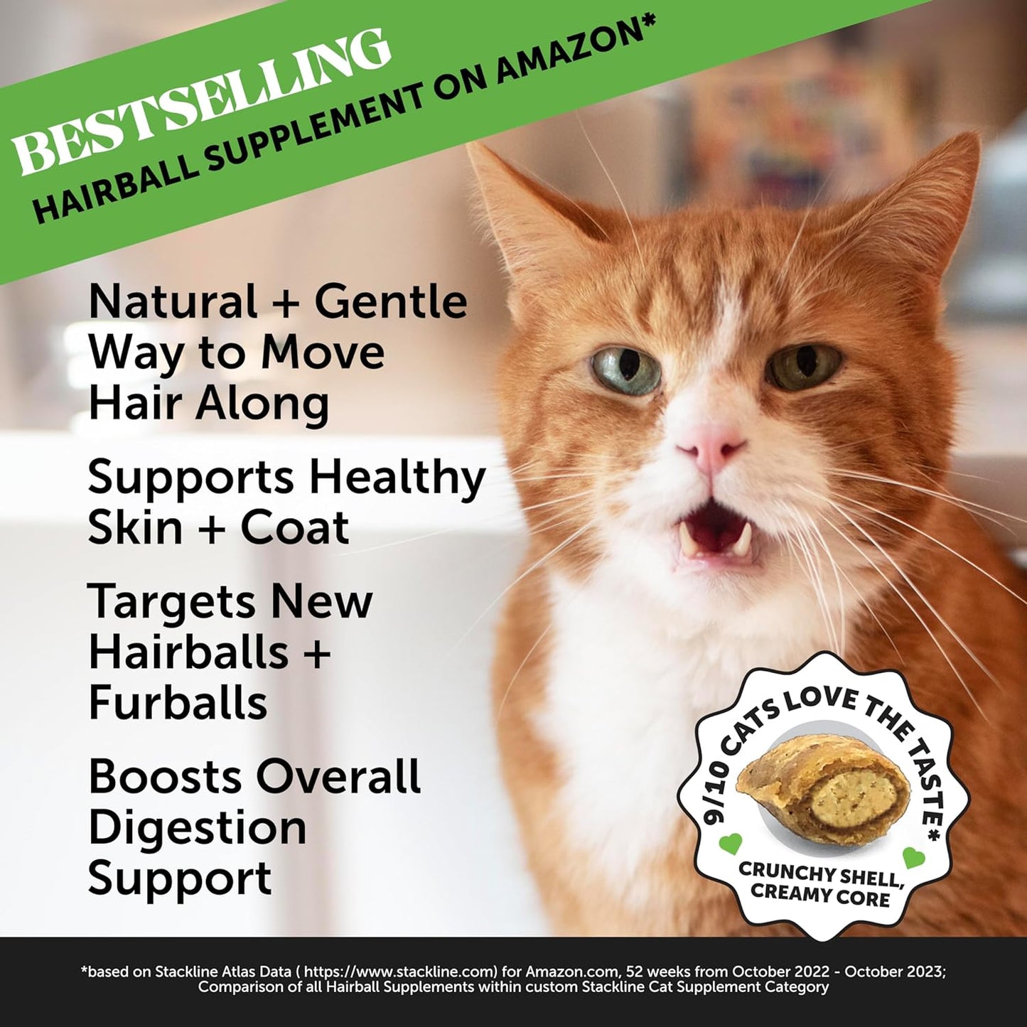 Pet Honesty Cat Hairball Support Chews, Hairball Remedy Cat Treats(30-Day Supply)