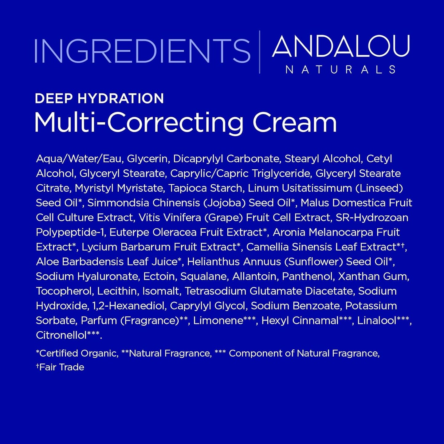 Andalou Naturals Deep Hydration Face Moisturizer, Multi-Correcting Cream,1.7 fl oz