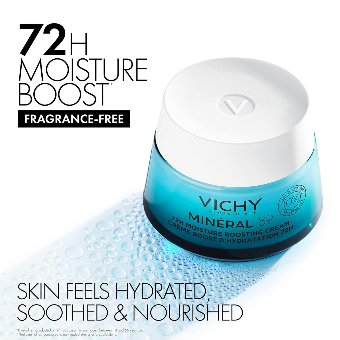 Vichy Mineral 89 Fragrance Free Cream, 72H Moisture Boosting Cream - 1.69 Ounce