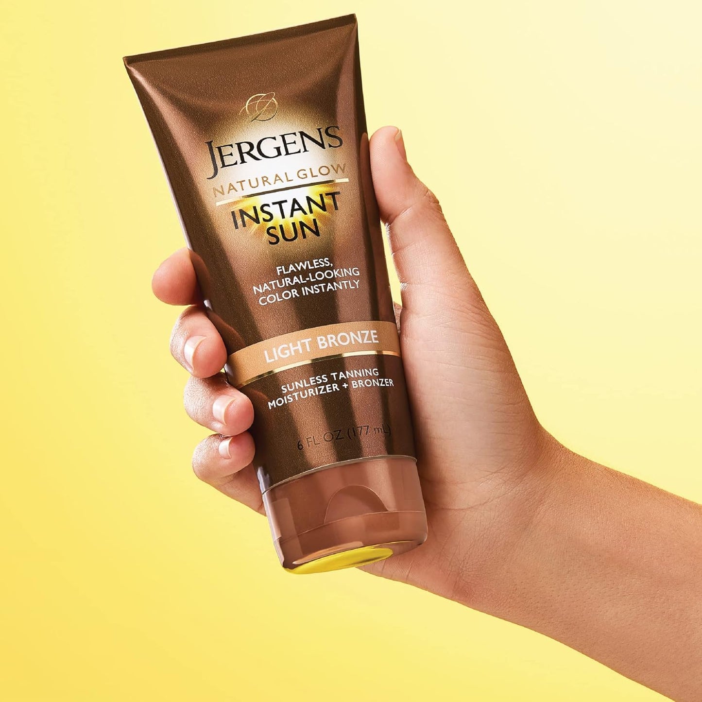 Jergens Natural Glow Instant Sun Tanning Moisturizer + Bronzer, Light Bronze, 6 Oz