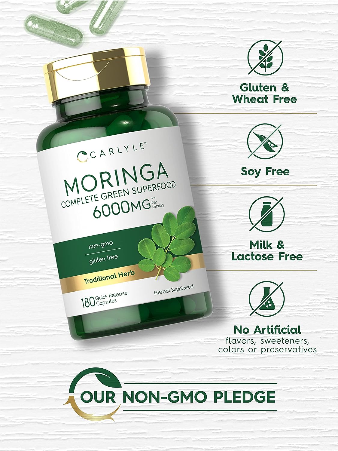 Carlyle Moringa Complete Green Superfood  Oleifera 180 Capsules
