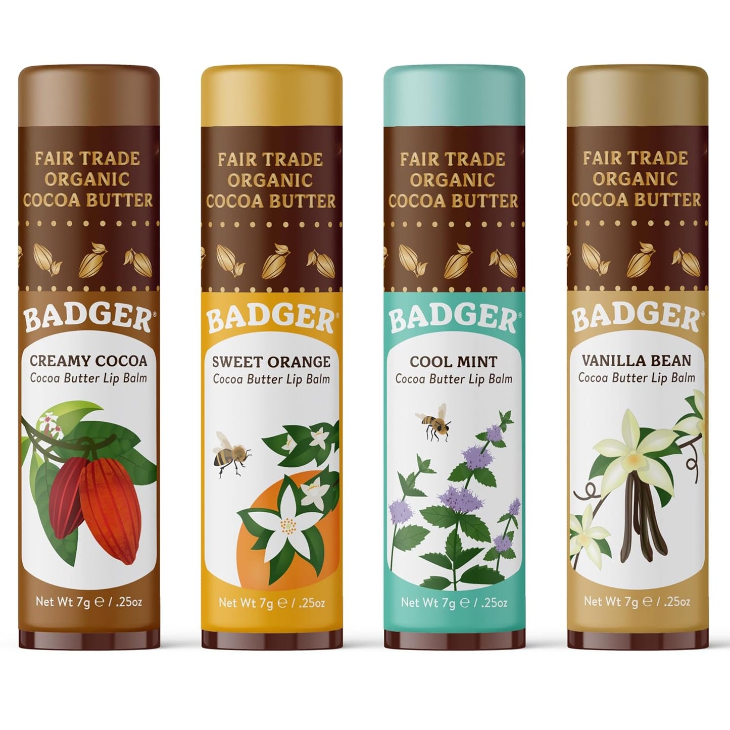 Badger Cocoa Butter Lip Balm Set - 4-pack