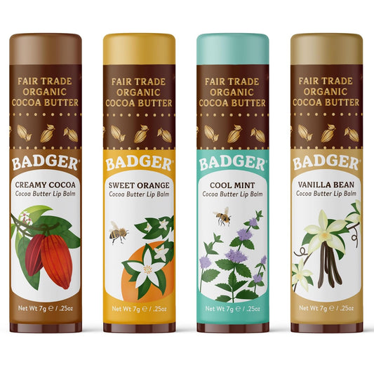 Badger Cocoa Butter Lip Balm Set - 4-pack