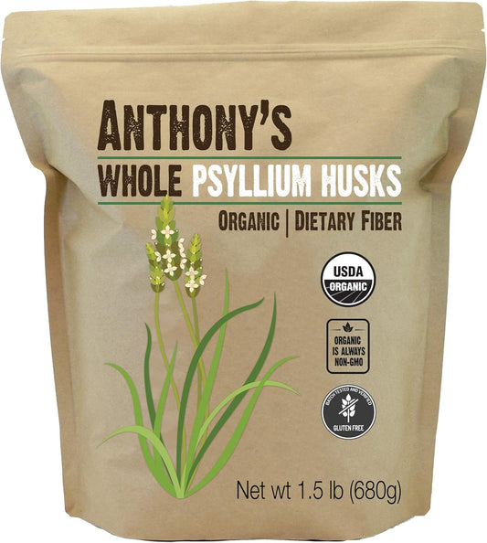Anthony's Organic Whole Psyllium Husks, 1.5 lb
