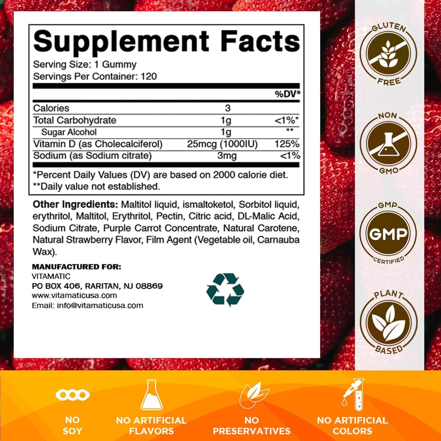 Vitamatic Sugar Free Vitamin D3 - 120 Gummies