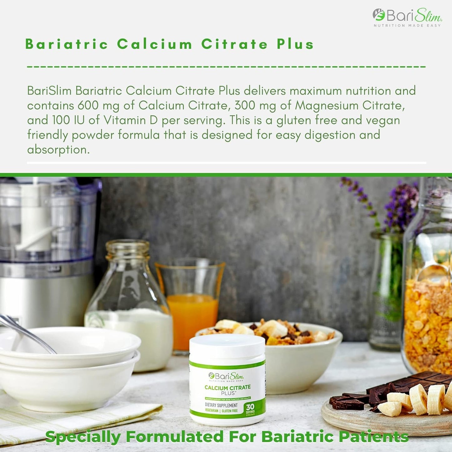BariSlim Bariatric Calcium Citrate Plus Powder 30 Servings
