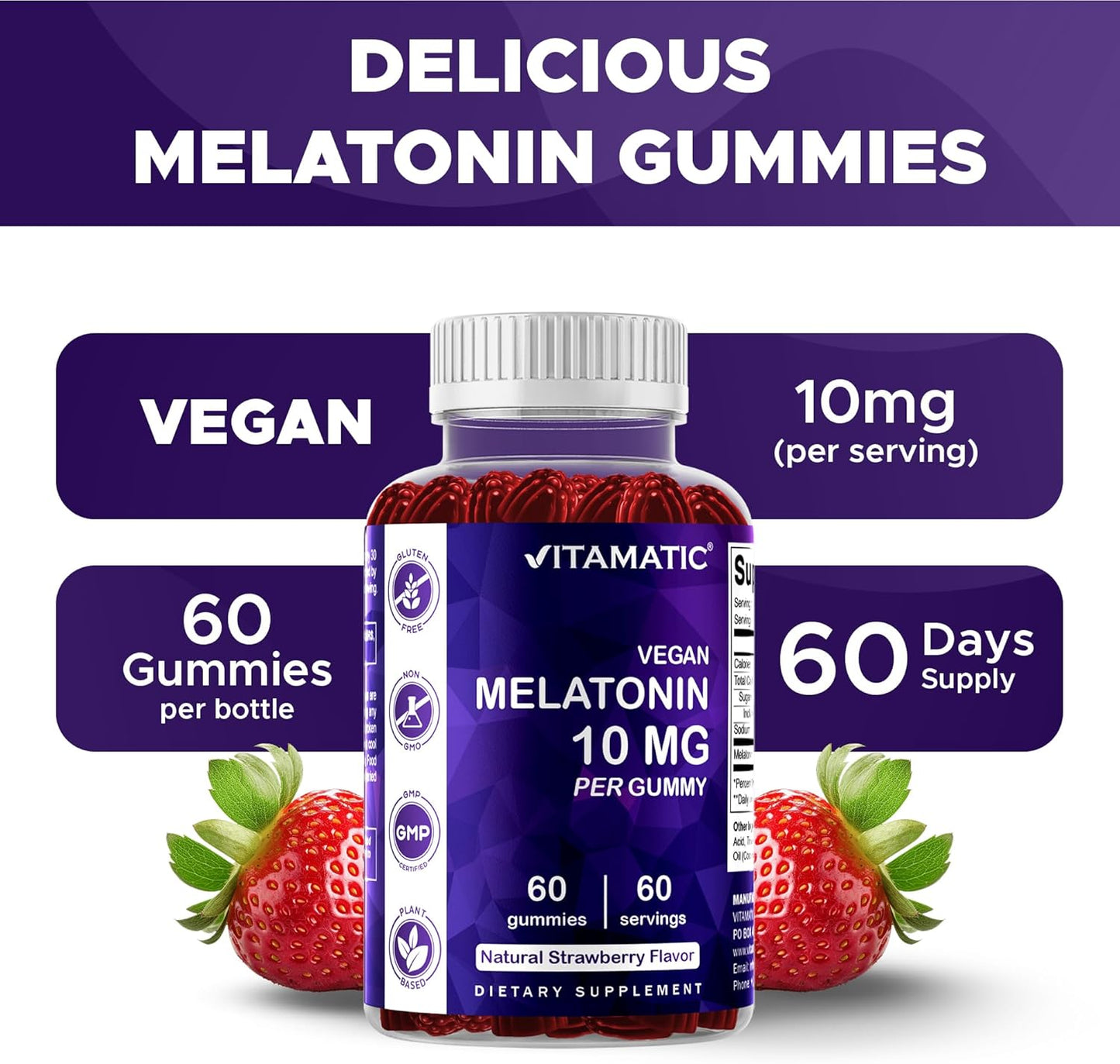 Vitamatic Melatonin 10 mg  - 60 Vegetarian Gummies