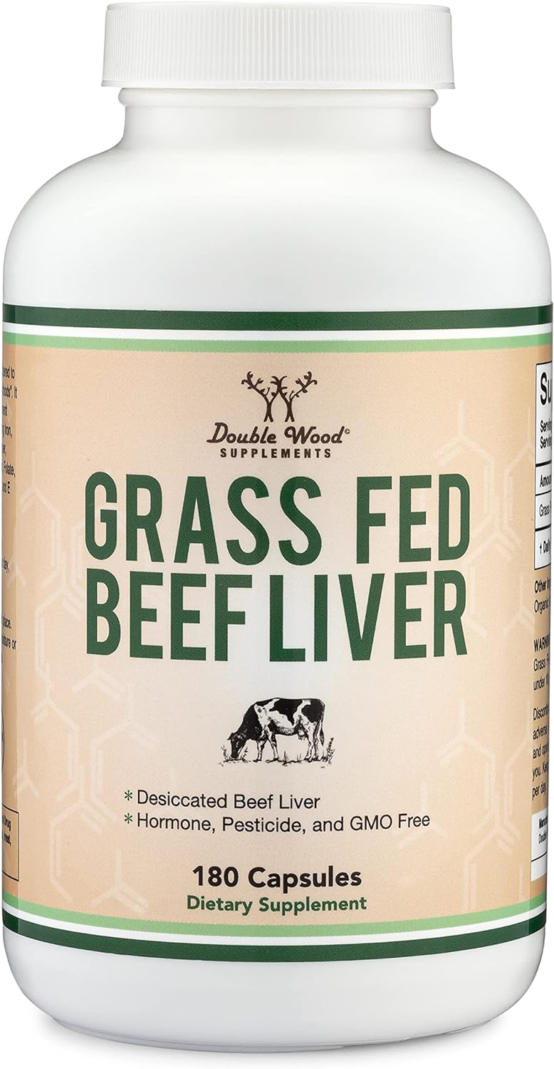 Beef Liver  of Grass Fed, Desiccated Beef Liver per Serving, 180 Capsules