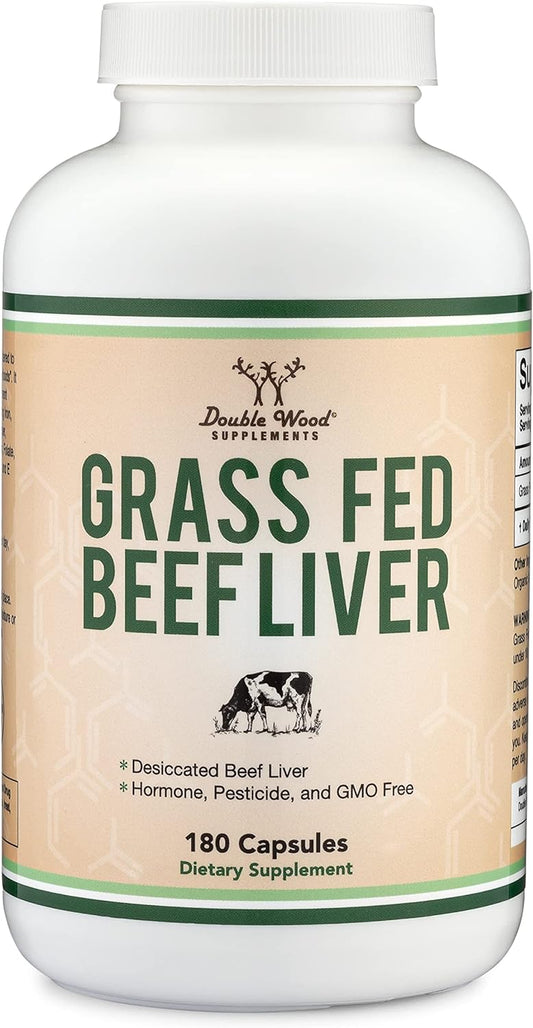 Beef Liver  of Grass Fed, Desiccated Beef Liver per Serving, 180 Capsules