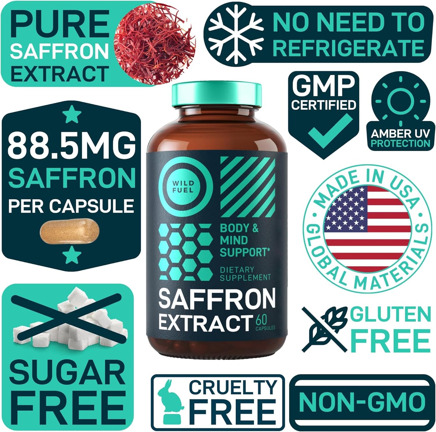 Saffron Extract Supplement - Mood Support 60 capsules